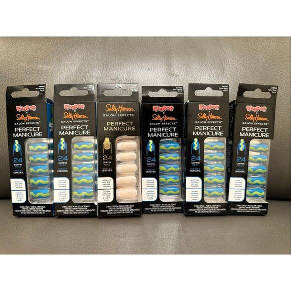 Sally Hansen Ring Pop Green and Blue Halloween Coffin Shape Nails New - Picture 1 of 5